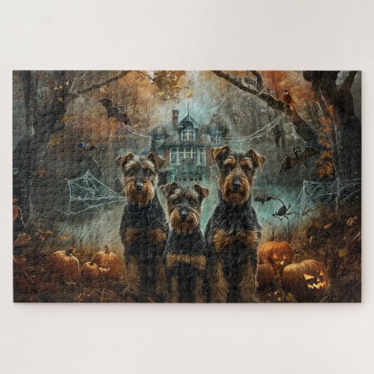 Puzzle Airedale Halloween nuit chien délice (Horizontal)
