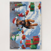 Puzzle Airedale Noël Festive Scène de neige (Vertical)