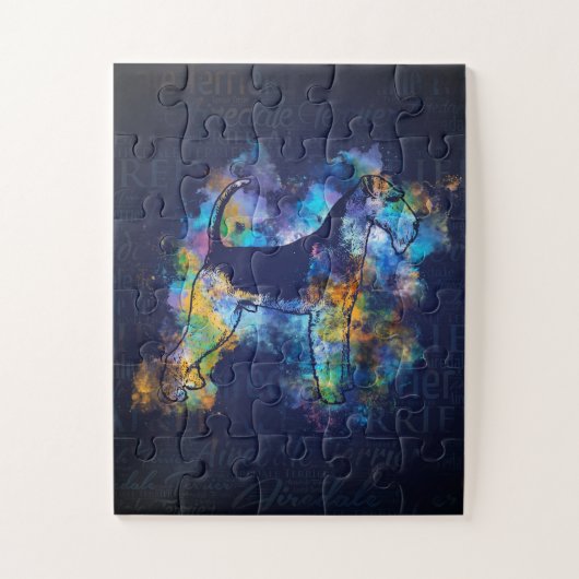 Puzzle Airedale Terrier Mot Art aquarelle (Vertical)