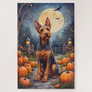 Puzzle Airedale Terrier Rustique Patch de citrouilles d'H