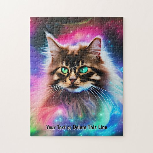 Puzzle Ajouter Le Nom Texte, Belle Chat À Cheveux Longue (Vertical)