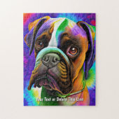 Puzzle Ajouter le nom Texte, Boxer Chien Adorable Peintur (Vertical)