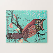 Puzzle Ajouter le nom Texte, Chouette sur Branche avec Fl (Horizontal)