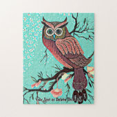 Puzzle Ajouter le nom Texte, Chouette sur Branche avec Fl (Vertical)