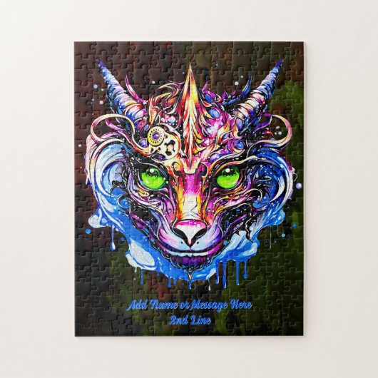 Puzzle Ajouter le nom Texte, Imaginaire rose bleu Dragon  (Vertical)