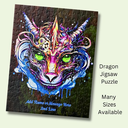 Puzzle Ajouter le nom Texte, Imaginaire rose bleu Dragon