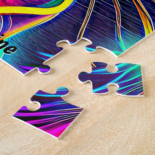 Puzzle Ajouter le nom Texte, Rainbow Neon Effet Cat (Côté)