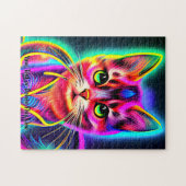 Puzzle Ajouter le nom Texte, Rainbow Neon Effet Cat (Horizontal)