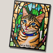 Puzzle Ajouter le nom Texte, verre collé Tabby Cat Blue E
