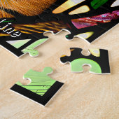 Puzzle Ajouter le nom Texte, verre collé Tabby Cat Blue E (Côté)