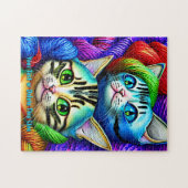 Puzzle Ajouter Le Texte Du Nom, Les Chatons Jouer Du Fil (Horizontal)