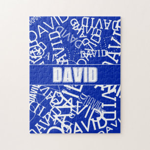 Puzzle Ajouter n'importe quel nom, nom collage En bleu & 