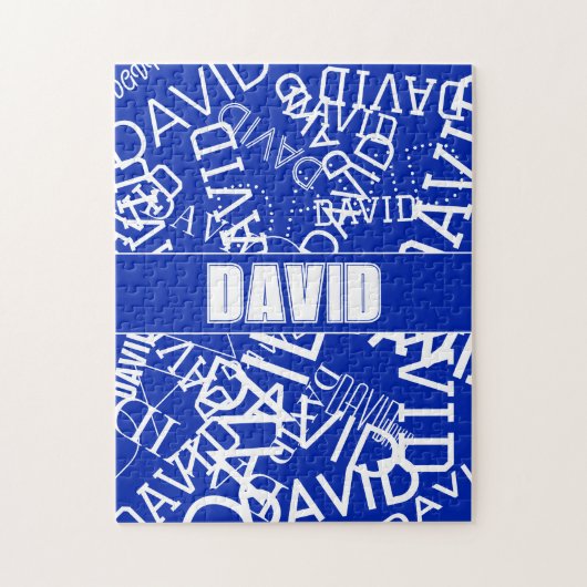 Puzzle Ajouter n'importe quel nom, nom collage En bleu & (Vertical)