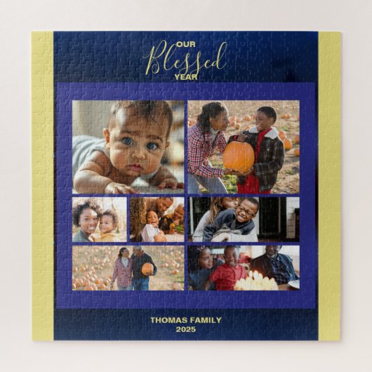 Puzzle Ajouter Photos Blessed Year Family Photo Collage (Vertical)
