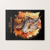 Puzzle Ajouter un nom ou un texte, Dragon avec feuilles d (Horizontal)