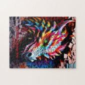 Puzzle Ajouter un nom Texte, 3D Rainbow Dragon Cracked Wa (Horizontal)