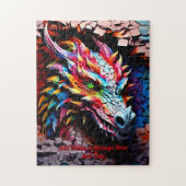 Puzzle Ajouter un nom Texte, 3D Rainbow Dragon Cracked Wa (Vertical)
