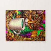 Puzzle Ajouter un nom Texte, Chat bijouté avec Mug blanc (Horizontal)