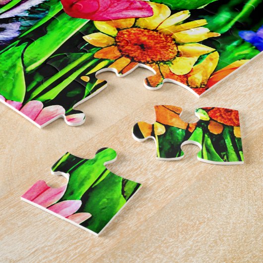 Puzzle Ajouter un nom Texte, Chat Kitten avec fleurs dans (Côté)