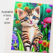 Puzzle Ajouter un nom Texte, Chat Kitten avec fleurs dans