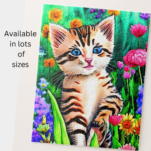 Puzzle Ajouter un nom Texte, Chat Kitten avec fleurs dans