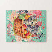 Puzzle Ajouter un nom Texte, Cute Kittens dans le panier  (Horizontal)