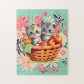 Puzzle Ajouter un nom Texte, Cute Kittens dans le panier  (Vertical)