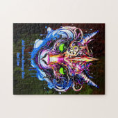 Puzzle Ajouter un nom Texte, Dragon Fantastique Rose Bleu (Horizontal)