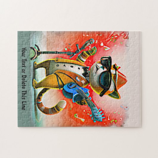 Puzzle Ajouter un nom Texte Ginger Chat Singer Lunettes d (Horizontal)