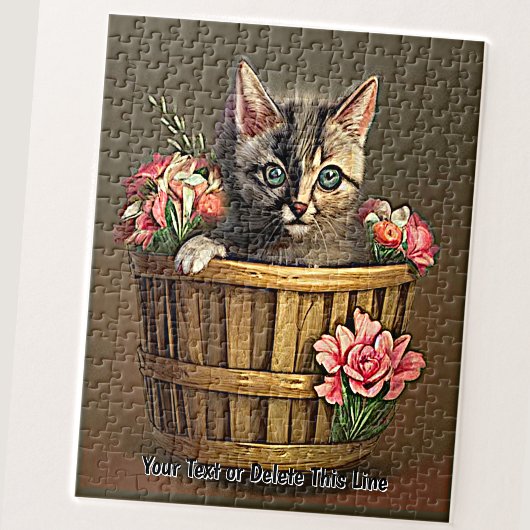 Puzzle Ajouter un nom Texte, mignonne adorable Kitten Bas