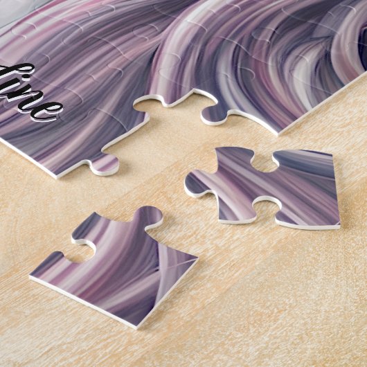 Puzzle Ajouter un nom Texte, Silver Mauve Unicorne, Heart (Côté)