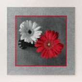 Puzzle Ajouter Votre Photo Couleur Rouge Fissures Daisées (Horizontal)