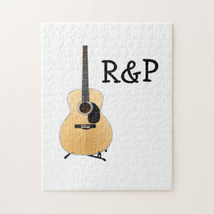 Puzzle Ajoutez votre nom texte guitare acoustique marron