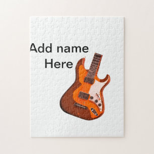 Puzzle Ajoutez votre nom texte marron guitare acoustique