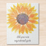 Puzzle Ajoutez Votre Propre Citation Inspirante Tournesol<br><div class="desc">Ce puzzle unique est décoré d'un tournesol jaune aquarelle et d'une typographie élégante. Facilement personnalisable avec votre message ou citation d'inspiration ou de motivation préférée. Aquarelle originale © Michele Davies.</div>