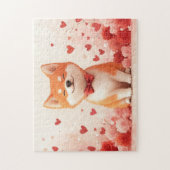Puzzle Akita avec des Roses - Saint-Valentin (Vertical)