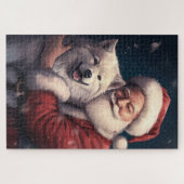 Puzzle Akita avec Noël du Père Noël (Horizontal)