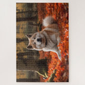 Puzzle Akita en automne Feuilles automne s'inspire (Vertical)