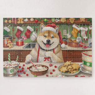 Puzzle Akita Gâteau de Noël Festif