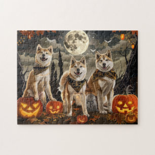 Puzzle Akita Halloween Éffrayant