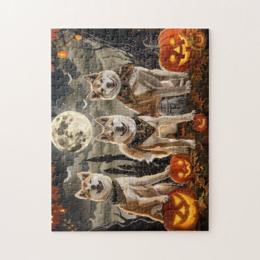 Puzzle Akita Halloween Éffrayant (Vertical)
