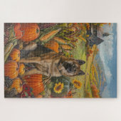 Puzzle Akita Moisson d'automne Thanksgiving Chien (Horizontal)
