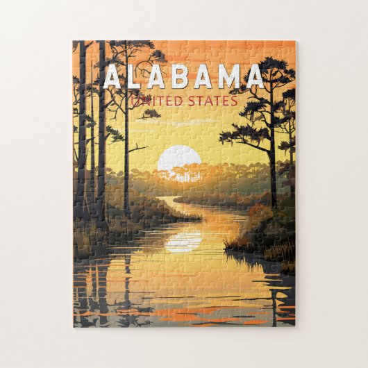 Puzzle Alabama Travel Art Vintage (Vertical)