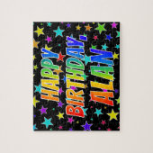 Puzzle "ALAN" Prénom, amusant "HEUREUX ANNIVERSAIRE" (Vertical)