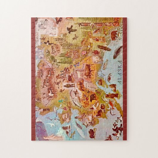 Puzzle Alaska Illustrated Postcard 11x14 (Vertical)
