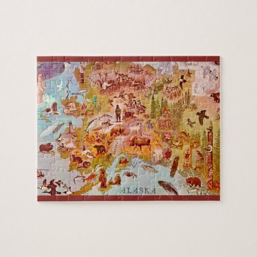 Puzzle Alaska Illustrated Postcard 8x10 (Horizontal)