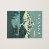 Puzzle Alaska Retro Travel Grizzly Bear (Horizontal)