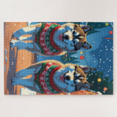 Puzzle Alaskan Malamute Dogs Christmas Snow Holiday  (Horizontal)