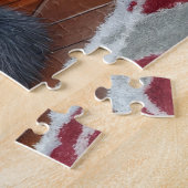 Puzzle Alaskan Malamute Fireplace with Christmas Lights (Côté)