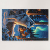 Puzzle Alaskan Malamute With Christmas Lights Holiday (Horizontal)